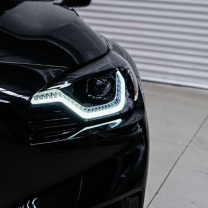 Vekto dual-color LED daytime running light modules for BMW G42 2 Series and G87 M2 headlights, with modern design details.