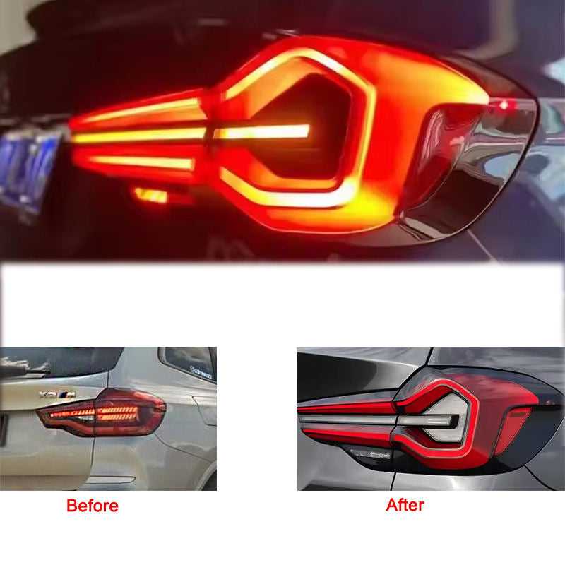Vekto LED taillights for BMW X3 G08/G01 2018-2022, showcasing sleek red and clear tail light design with multiple LED sections.