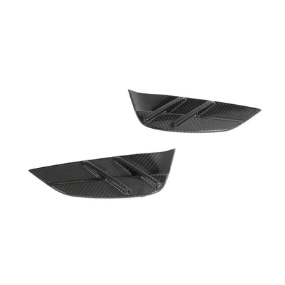 Replacement dry carbon fiber side fender air vent trim for BMW G80 M3, featuring sleek carbon fiber finish and precise fit.