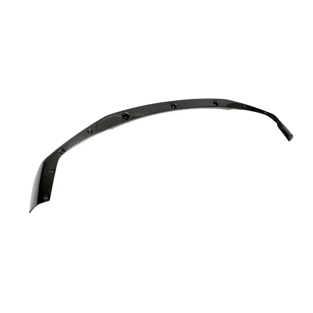 Gloss carbon fiber front splitter lip for BMW M2 Competition F87, made by K2 Industries, showing the sleek aerodynamic design.