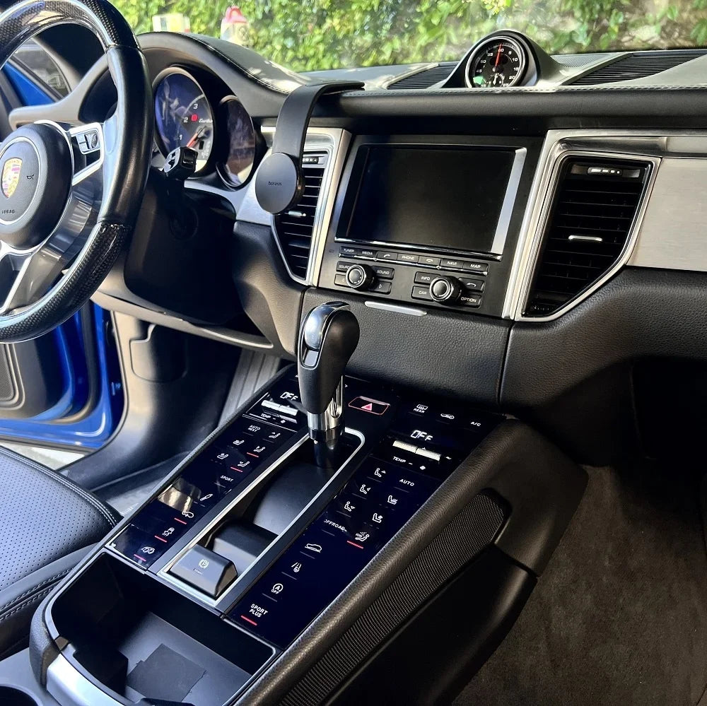 Porsche Macan 2014-2021 center console panel by Carlinklife®, showing the interior dashboard component in black finish.