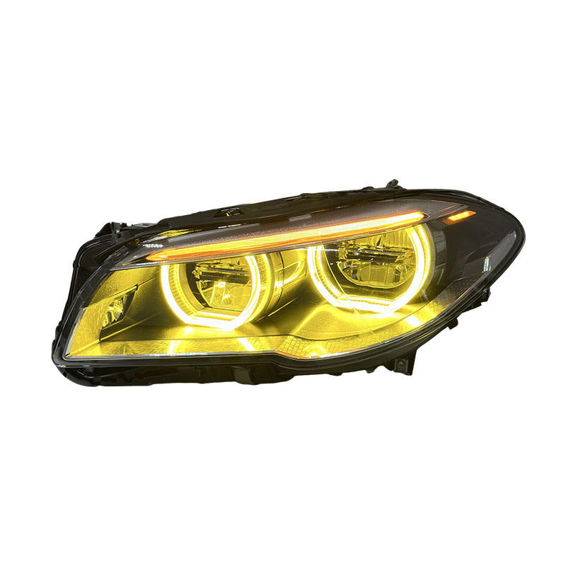 Vekto dual color angel eyes LED headlights assembly for BMW 5 Series F10 F18 2011-2017, showing the headlight design with angel eye rings.