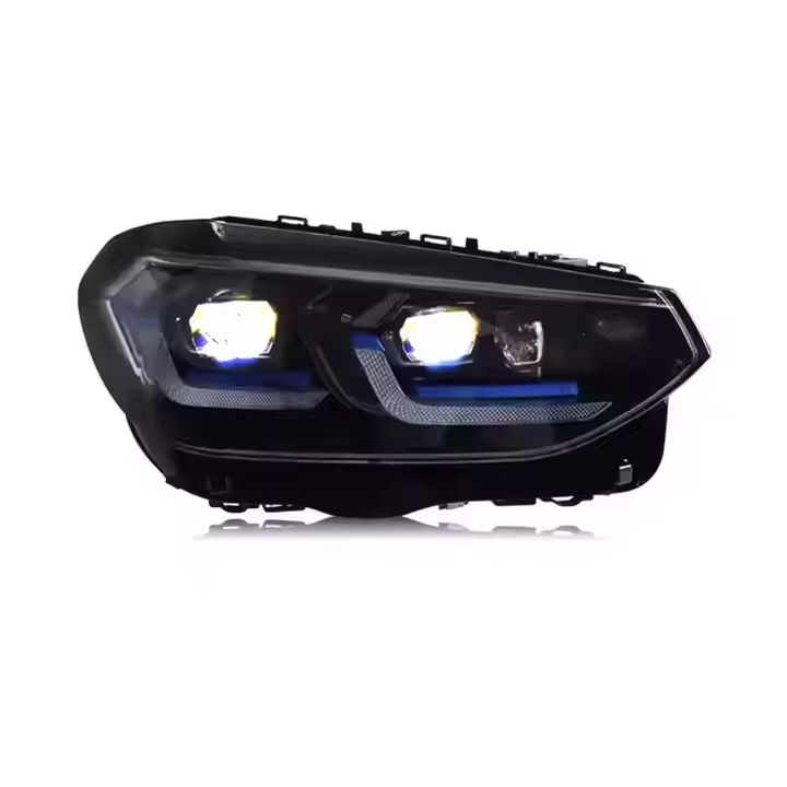 Vekto LED headlights for BMW X3 G01 G08 2018-2021, close-up of the bright, modern headlight design with clear lens and branding.
