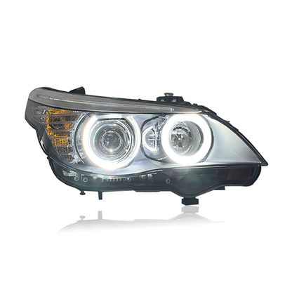 Vekto LED headlights for BMW 5 Series E60 2003-2010, showing the sleek design and bright LED bulbs in a close-up image.