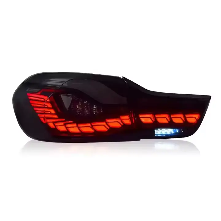 Vekto BMW 4 Series F32 F82 OLED GTS Style red smoked tail lights, 2012-2018, showing sleek design and red smoked lens.