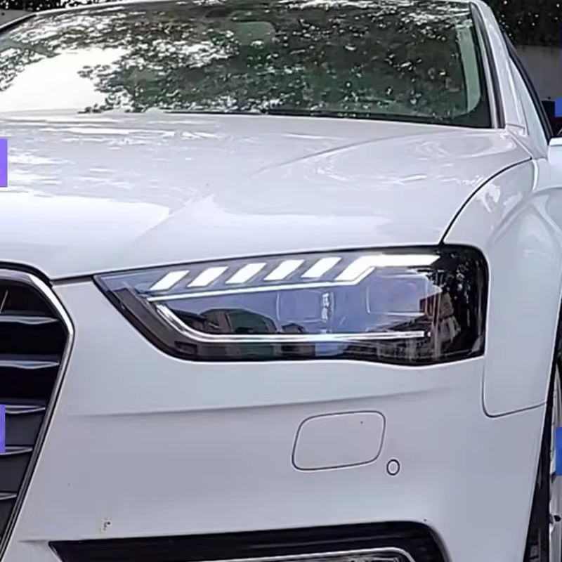 Vekto dual-color snake eyes LED headlights for BMW E60 5 Series 2003-2010, showing close-up of headlight design and LED features.