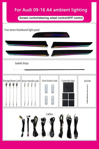 Audi A4 B8 Interior 64-Color Symphony LED Ambient Light Kit 2009 - 2016 - AudiGear.com - Interior Lighting