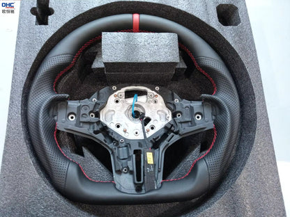 Vekto M Sport real carbon fiber LED steering wheel for BMW G20 G21 G22 G26 G28 G29 G80 G82 G83, with sporty design and illuminated accents.