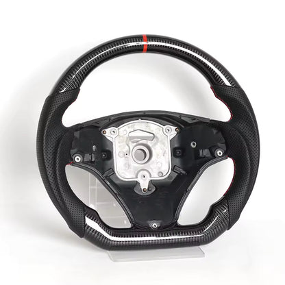 Vekto real carbon fiber steering wheel for BMW E90 E92 E93 M3, 328i, 335i, and 135i models 2009-2013, close-up view