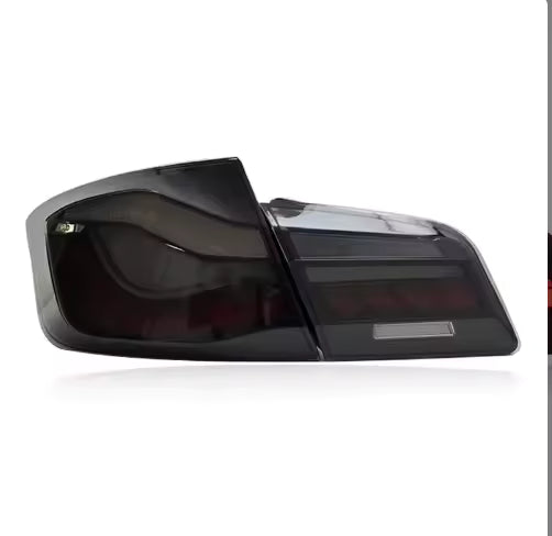 Vekto Dragon Scale LED tail lights for BMW 5 Series F10/F18 2011-2017, showing sleek, illuminated taillight design.