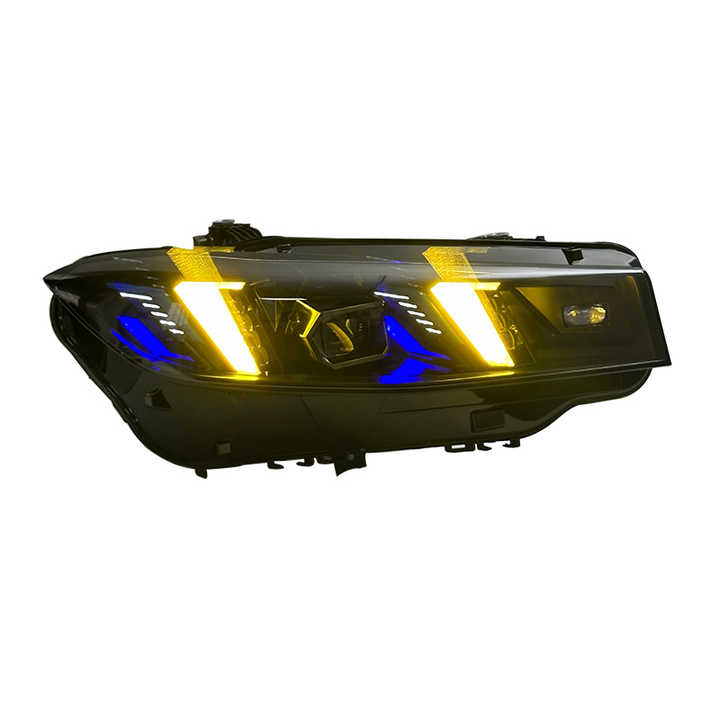 Vekto Snake Eye dual-color LED headlights for BMW 3 Series G20/G28 2023-2024, featuring modern headlight design with dual-color LEDs.