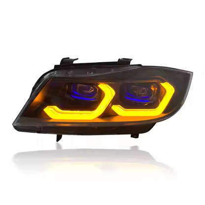 Vekto LED headlights assembly for BMW 3 Series E90 2005-2012, front view showing headlights with modern LED design