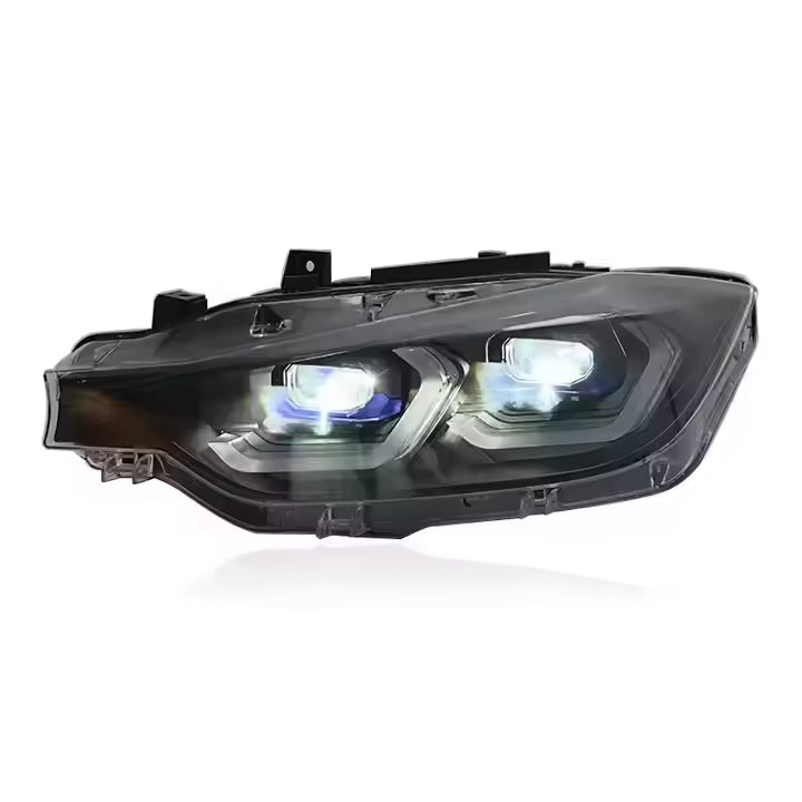 Vekto LED headlights assembly for BMW 3 Series F30 F31 F35 2012-2019, close-up of the headlight units showing LED design