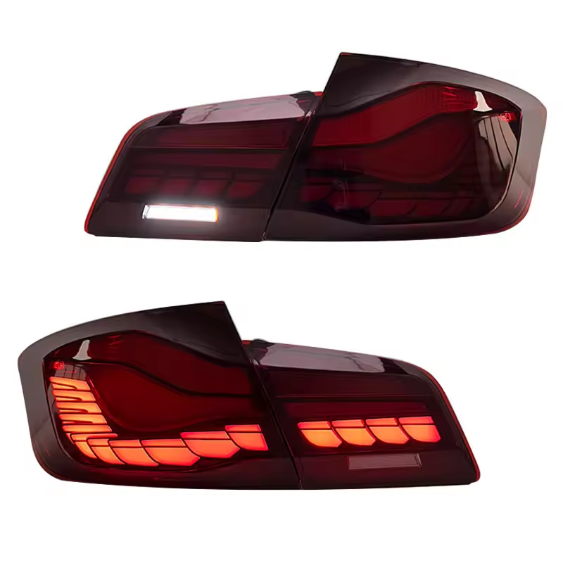 Vekto GTS Dragon Scale LED taillights for BMW 5 Series F10/F18 2011-2017, showcasing sleek tail light design with LED accents.