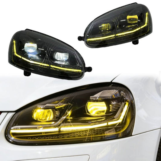Dual-Color Smoked LED Headlights for Volkswagen Golf Mk5 2006-2010 - AudiGear.com - Headlights