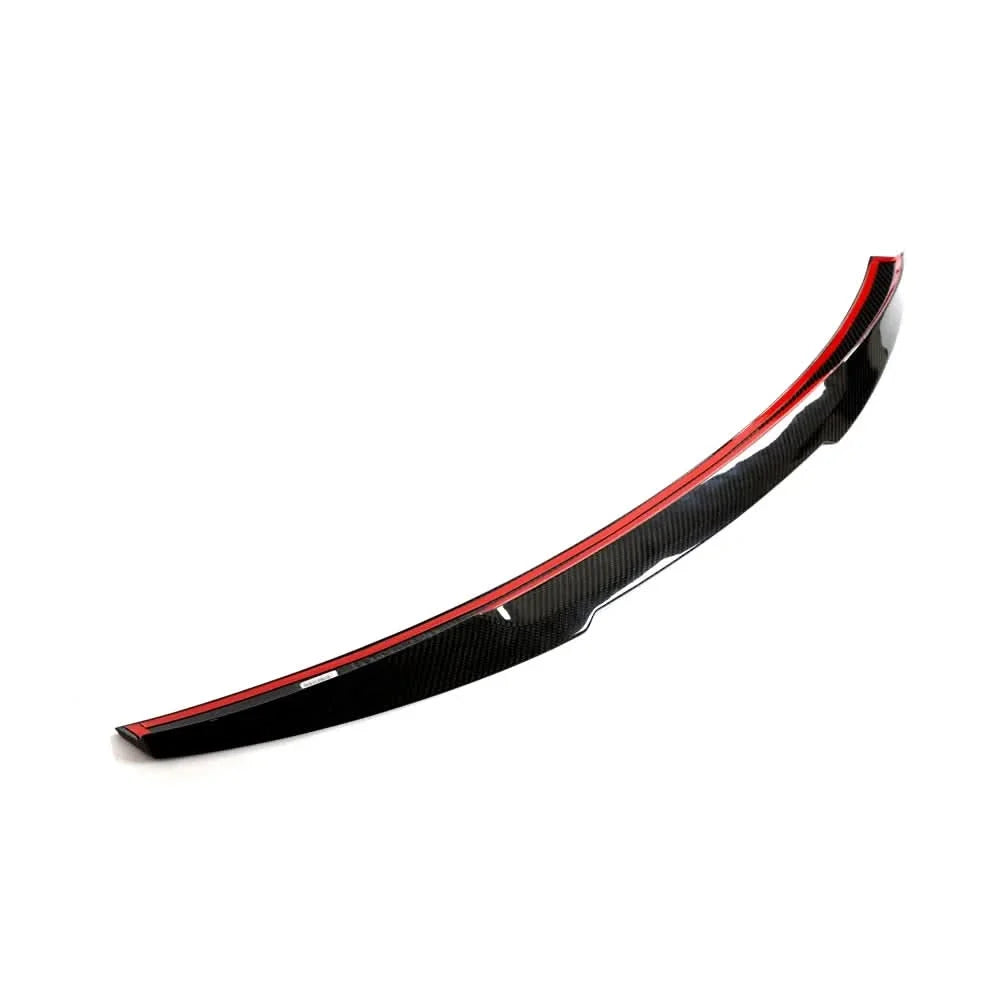 BMW G22 G82 M4 coupe dry carbon fiber M Design rear wing spoiler by K2 Industries, showcasing the sleek aerodynamic carbon fiber finish.