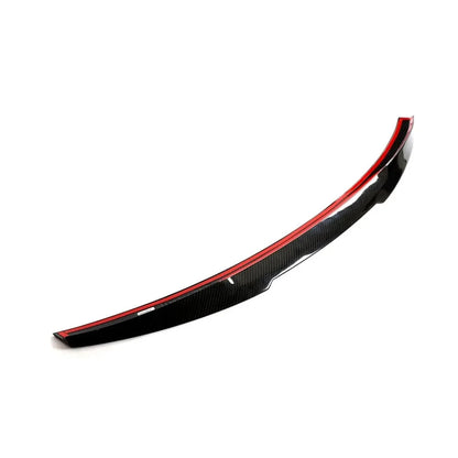 BMW G22 G82 M4 coupe dry carbon fiber M Design rear wing spoiler by K2 Industries, showcasing the sleek aerodynamic carbon fiber finish.