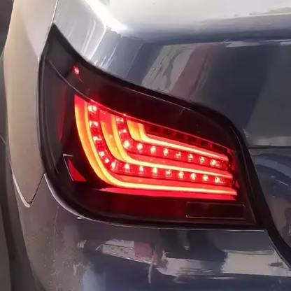Vekto GTS Style LED taillights for BMW 5 Series E60 2003-2010, showcasing sleek red and clear lens design with LED elements