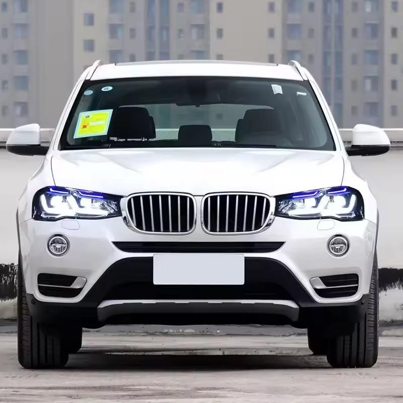 Vekto LED headlight assembly for BMW X3 F25/F26 2010-2017, plug-and-play headlight replacement showing bright LED beams
