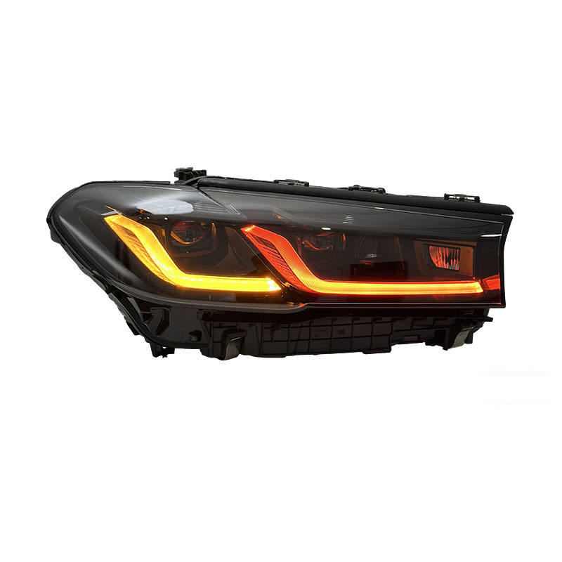 Vekto triple-color LED headlights for BMW 5 Series G30 G38 2018-2020 Pre-LCI, showing the headlight lenses and LED setup.