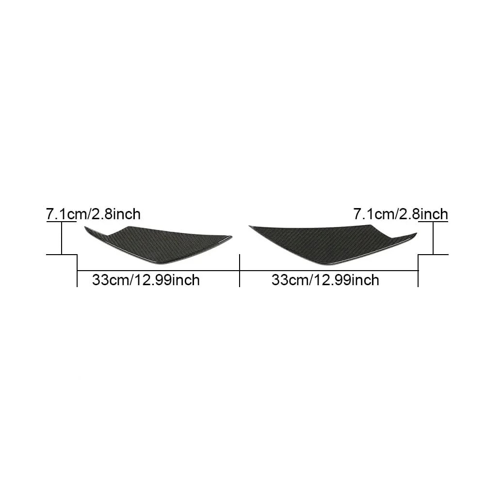 Dry carbon fiber front bumper canards for BMW G80 M3 and G82/G83 M4 by K2 Industries, mounted on the front bumper.
