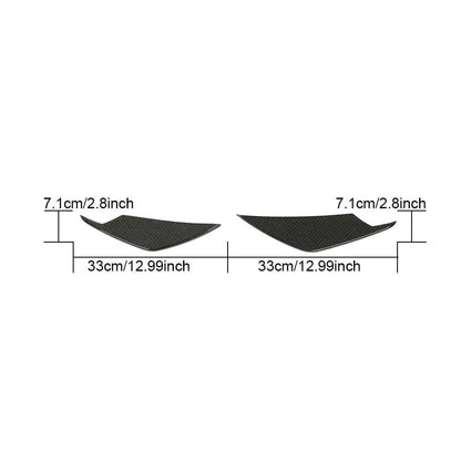 Dry carbon fiber front bumper canards for BMW G80 M3 and G82/G83 M4 by K2 Industries, mounted on the front bumper.