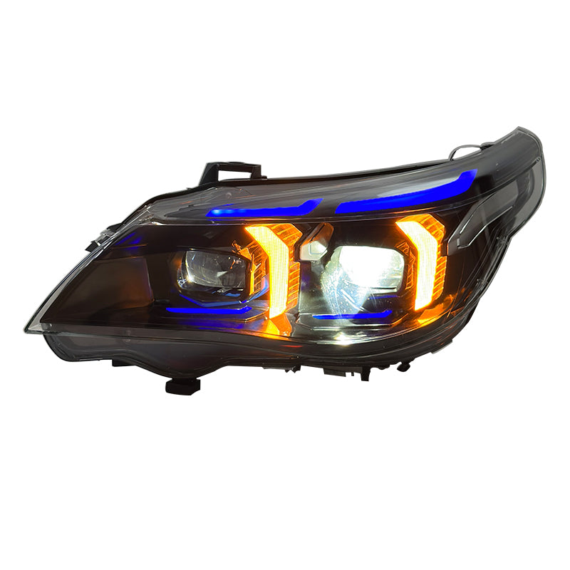 Vekto Snake Eyes LED headlights assembly for BMW 5 Series E60 (2003–2010) showing sleek, modern headlight design with LED elements.