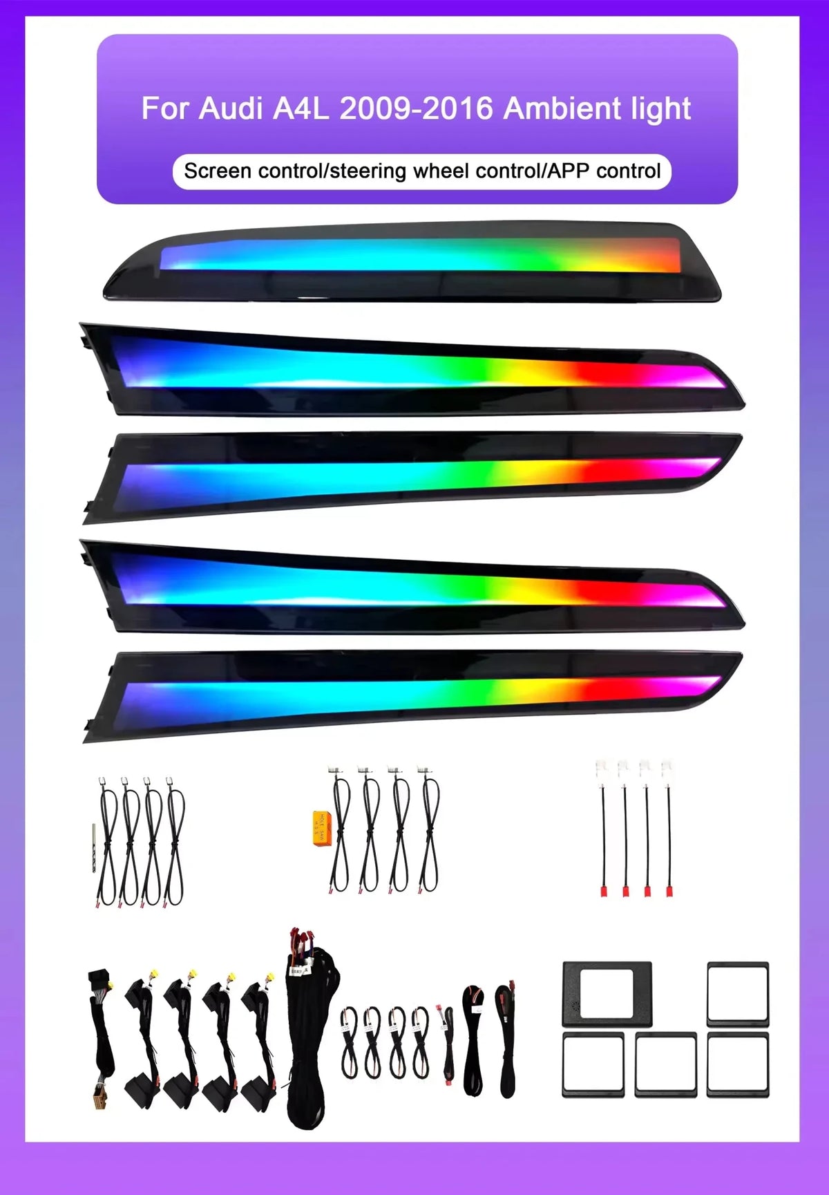 Audi A4 / A4L B8 / A5 / Q5 Interior 64-Color Star Sky Dynamic LED Ambient Light Kit 2009 - 2017 - AudiGear.com - Interior Lighting