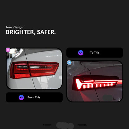 Upgrade Dynamic LED Animation Taillight fits Audi A6 S6 C7 2012-2015 Dynamic Animation Signal Rear Stop Brake Reverse