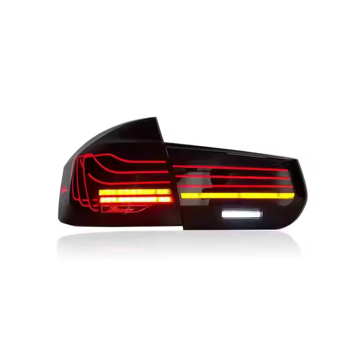 Vekto CSL style LED tail lights for BMW 3 Series F30/F35 and F80 M3, showing sleek red and clear automotive taillights.