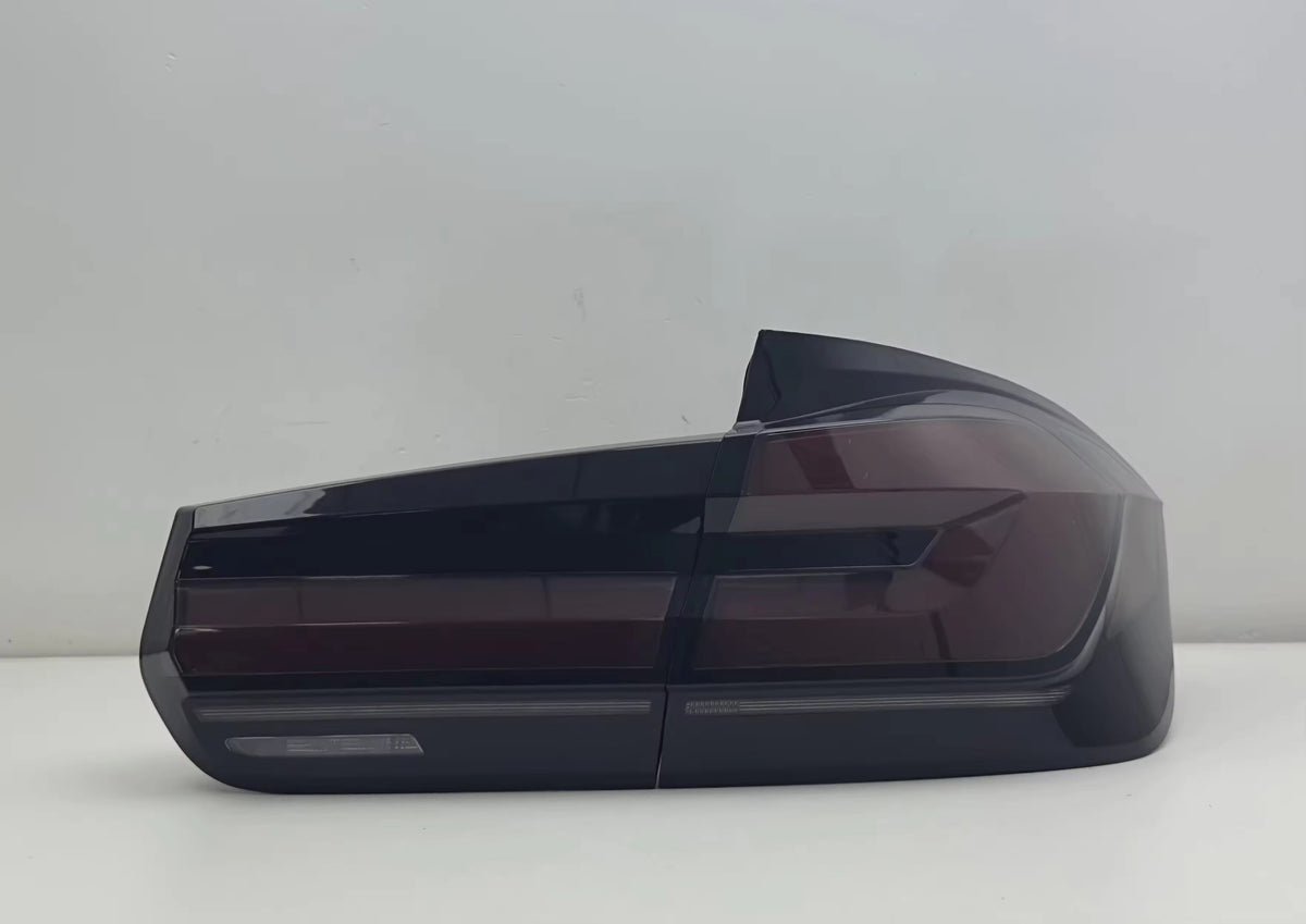 BMW 3 Series F30/F35 G30 LED taillights in red and white by Vekto, showcasing sleek automotive lighting for 2012-2018 models.