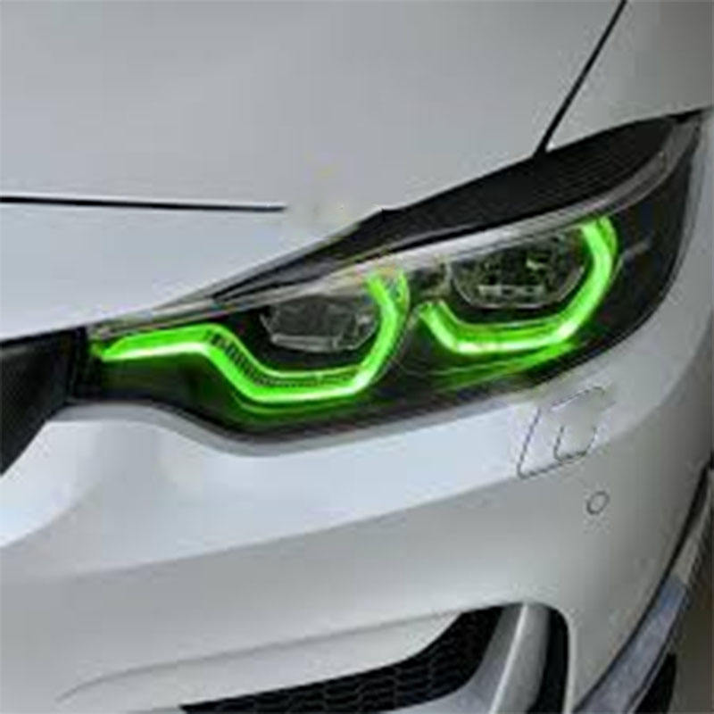 Vekto RGB LED DRL headlight module kit for BMW F80 M3 and F82/F83 M4 LCI 2018-2020, showing installed LED daytime running lights.