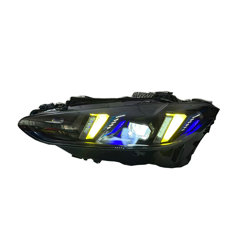 Vekto V3 smoked snake eye tri-color LED headlights for BMW G22 G80 M3 G82 M4 2021-2025, showing the headlight design and colors.