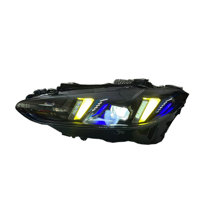 Vekto V3 smoked snake eye tri-color LED headlights for BMW G22 G80 M3 G82 M4 2021-2025, showing the headlight design and colors.