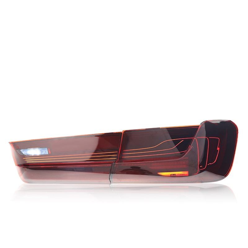 Vekto CSL Style LED tail lights for BMW G20 3 Series and G28 2019-2024, showing sleek red and clear lens design.