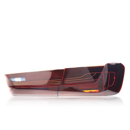 Vekto CSL Style LED tail lights for BMW G20 3 Series and G28 2019-2024, showing sleek red and clear lens design.