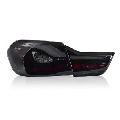 Vekto OLED GTS style smoked red taillights for BMW 4 Series F32 F82 2012-2018, featuring sleek, modern LED design.