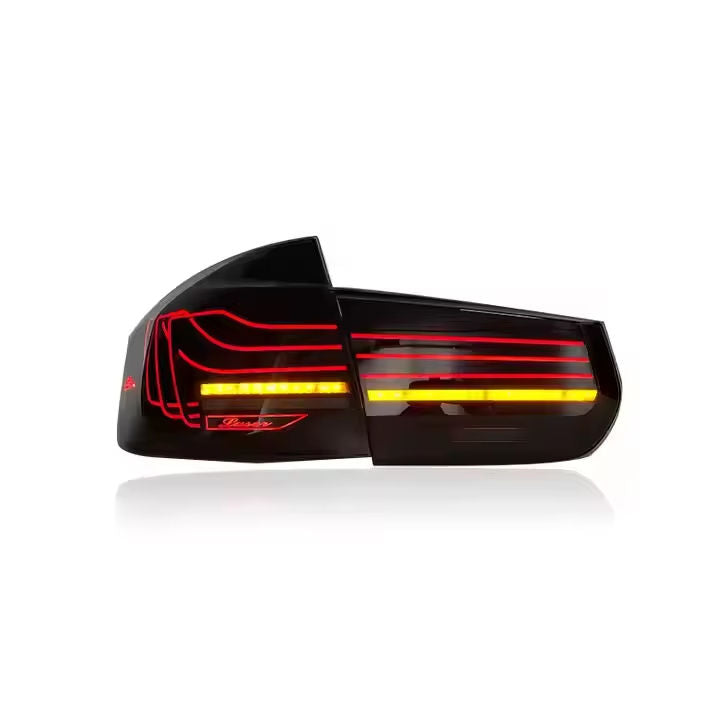 Vekto CSL style LED tail lights for BMW 3 Series F30/F35 and F80 M3, showcasing sleek red and clear lens design on a BMW.