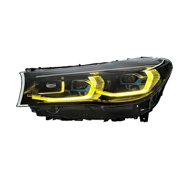 Dual-color LED headlights for BMW 7 Series G12 (2016-2018) by Vekto, showing sleek headlight bulbs with dual-color lighting.