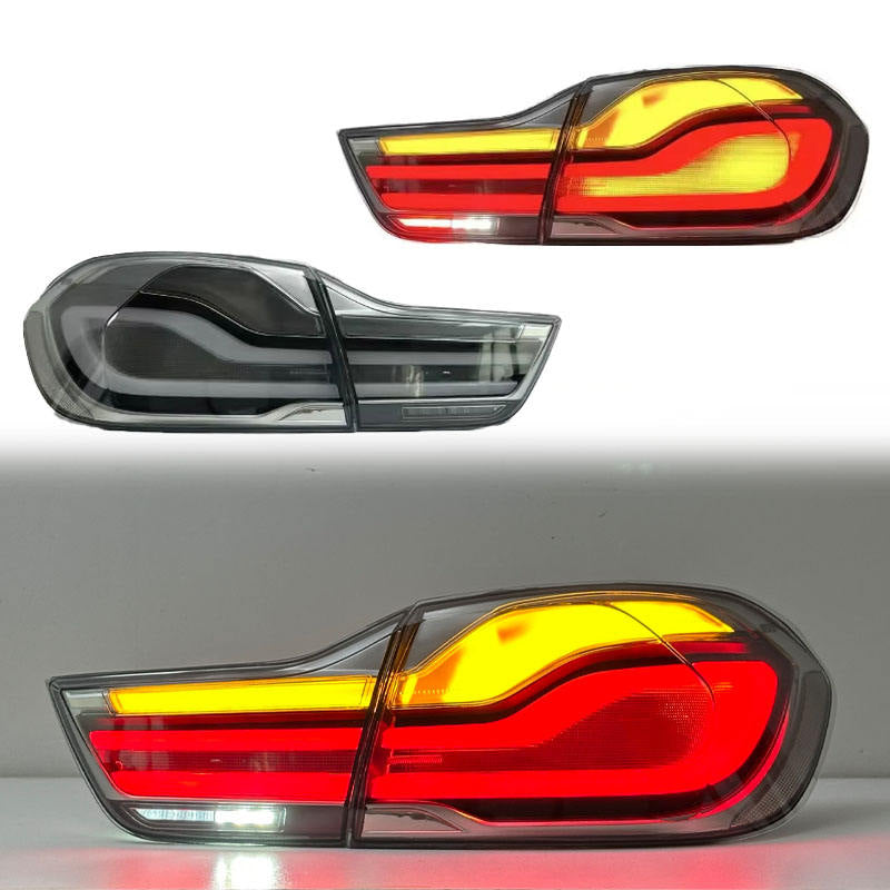 Vekto clear LED tail lights for BMW 4 Series F32/F33/F36 and M4 F82/F83, showcasing sleek modern taillight design.
