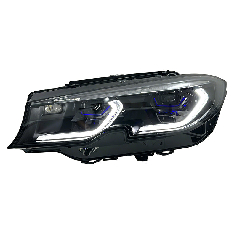 Vekto RGB LED DRL headlight module set for BMW G20 G21 G28 3 Series Laser models 2018-2022, showing installed headlights.