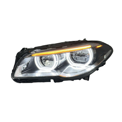 Vekto dual-color LED headlights for BMW F10/F18 5 Series 2011-2017, showing the headlight design with dual-color LEDs.