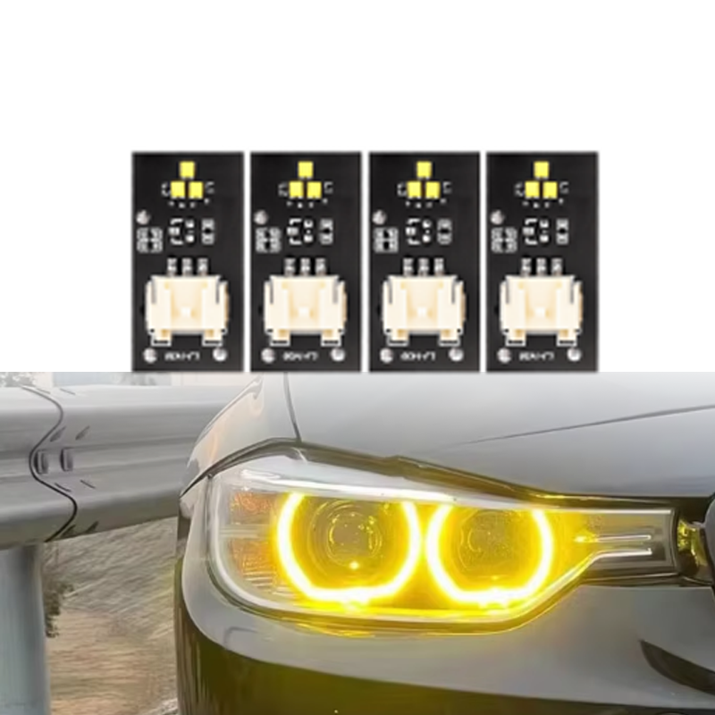 Vekto CSL yellow LED DRL modules for BMW F30/F31 2012-2015 headlights, pre-LCI model with vibrant yellow LED daytime running lights
