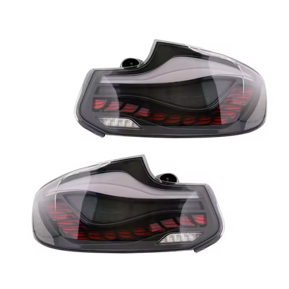 Vekto GTS Dragon Scale LED tail lights for BMW 2 Series F22/F23 2014-2021, showcasing dragon scale design and bright LED illumination.