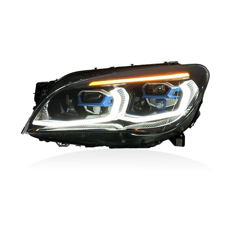 Vekto G12 Style dual-color LED headlights for BMW 7 Series F01/F02 2009-2015, showing bright LED light and sleek headlight design.