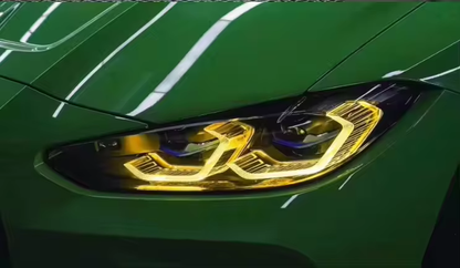 Vekto dual-color LED DRL modules for BMW G22/G23 4 Series and G80/G82 M3/M4 headlights, showcasing modern daytime running lights.