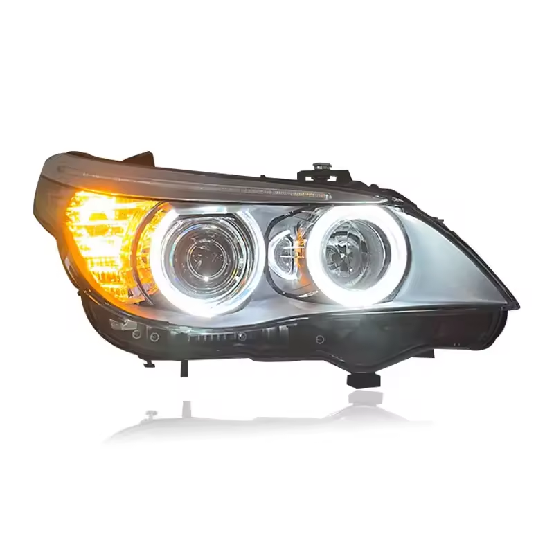 Vekto LED headlights assembly for BMW 5 Series E60 2003–2010, showing the headlight unit with clear lens and LED components.