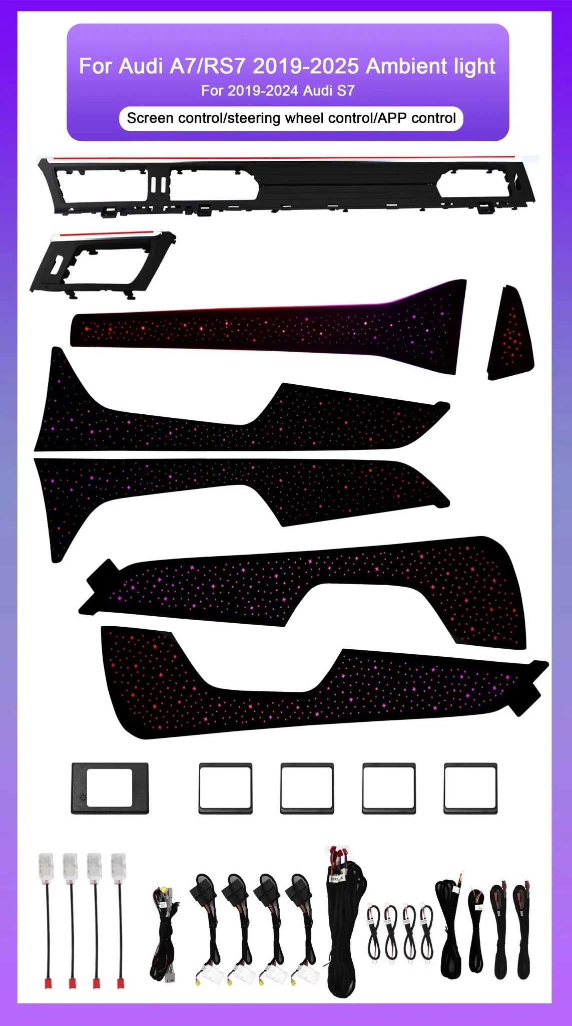 Audi A7 / S7 / RS7 / A6 C8 Interior 64-Color LED Ambient Light Kit 2019 - 2025 - AudiGear.com - Interior Lighting