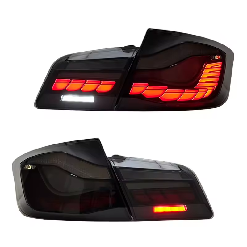Vekto GTS Dragon Scale LED taillights for BMW 5 Series F10/F18 2011-2017, showing sleek dragon scale design and bright LED illumination.