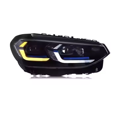 Vekto LED headlights for BMW X3 G01 G08 2018-2021, close-up of headlight assembly with LED bulbs and modern design.